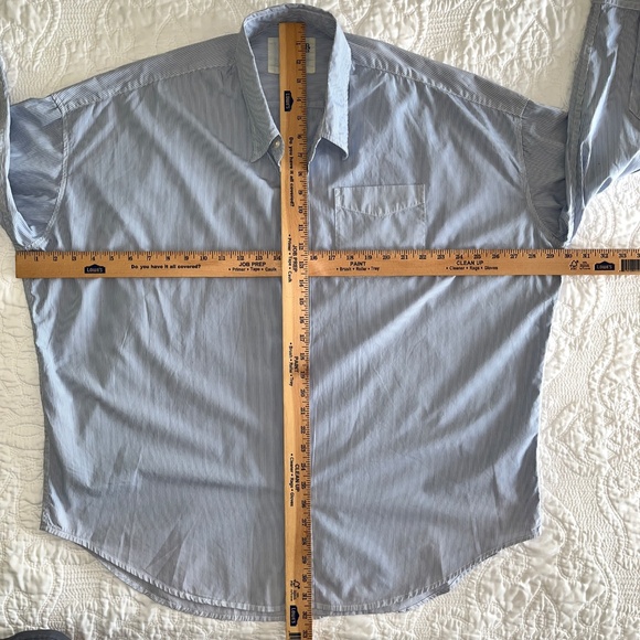 R13 Drop Neck Oversize Oxford Shirt Blue/White Pinstripe - Picture 4 of 7